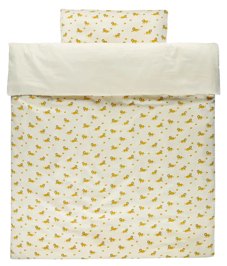 Parure de lit 100% coton Trixie Lively Lion jaune moutarde pour bébé