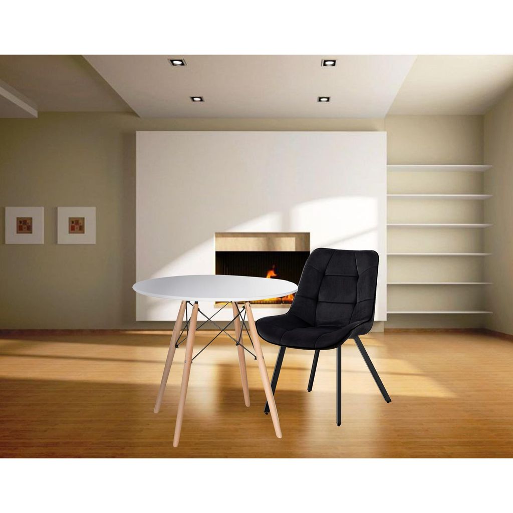 Samtstühle Stoffstühle Polsterstuhl Esszimmerstühle Küchenstühle aus Samt Metallbeine , Farbe:Schwarz;Menge:1 St.