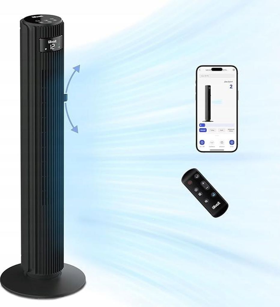 Levoit Smart LTF-F361-AEU 39W Standventilator, SCHWARZ