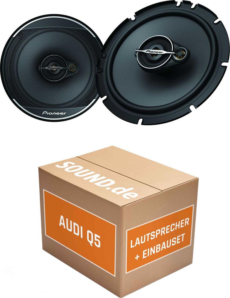 Lautsprecher Boxen Einbaupaket vorne Pioneer TS-A1671F passend für Audi Q5 8R | 2x Tief-Mitteltöner mit integriertem Hochtöner 320W MAX