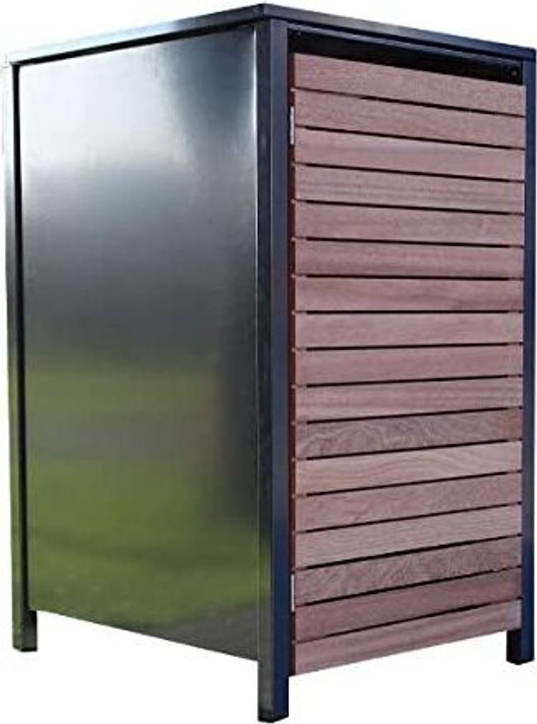 1 Premium Tailor-Mülltonnenbox für 240 Liter Tonne Anthrazit / Front-Edelholz