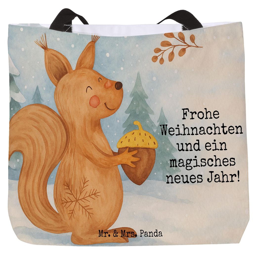 Mr. & Mrs. Panda Strandtasche Eichhörnchen Weihnachten Design - Weiß - Geschenk, Tote Bag, Winter, Guten Rutsch, Neujahr, Tragetasche, Tasche, Re...