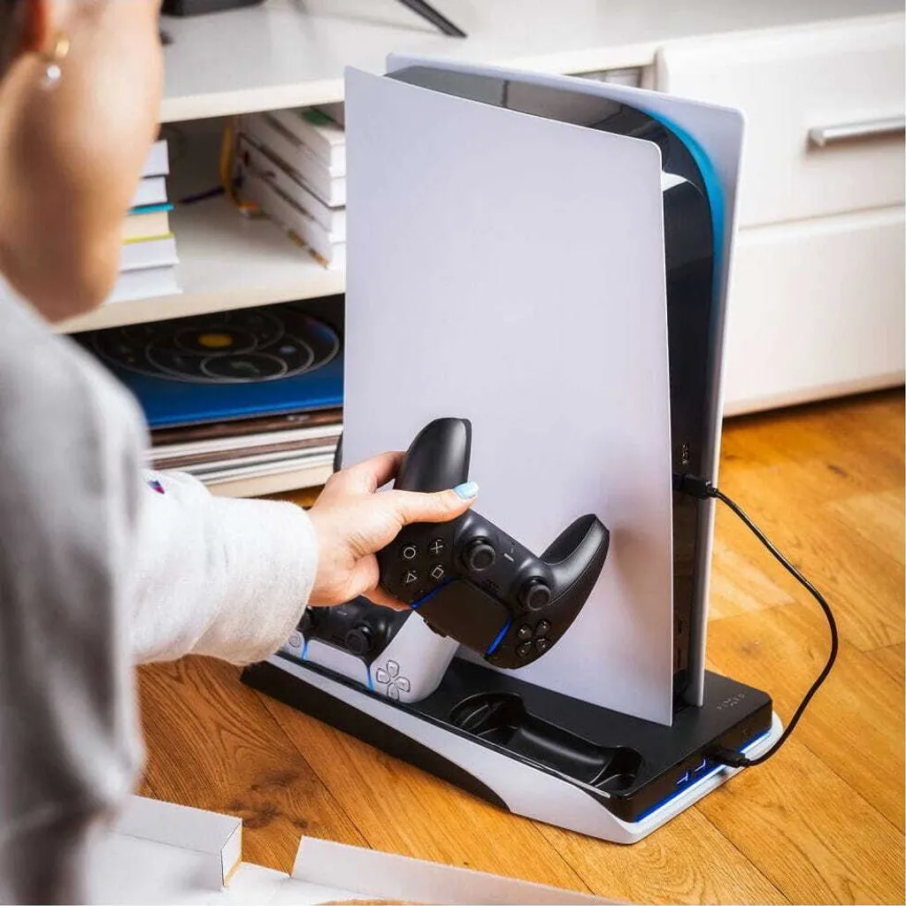 FIXPS5-MCS-BW: Supporto Verticale PS5 con Ventole e Dock Ricarica Rapida - 7