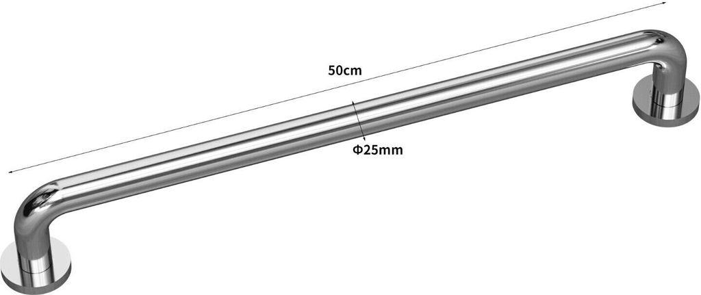 Edelstahl Haltegriff Griff Wandgriff Bad Badewanne Dusche Stange gebürstet chrom Ø25mm, 50cm, poliert