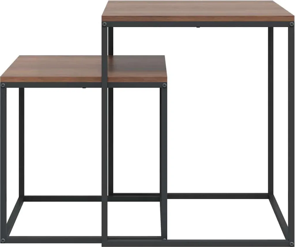 Tavolini Sovrapponibili Industrial 2 Pezzi - Arredo Salotto Moderno - 4