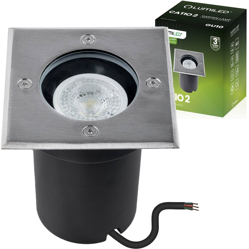 LUMILED Bodeneinbauleuchte für GU10 – Bodenstrahler IP65 IK09 befahrbar eckig Silber Bodenleuchte Bodeneinbaustrahler Außenleuchte Wegeleuchte