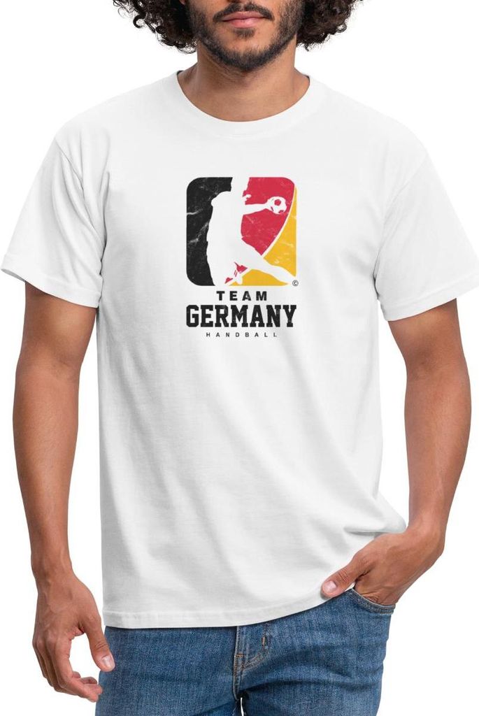 Spreadshirt Team Germany Handball - Logo Sportdesign Männer T-Shirt, 4XL, Weiß