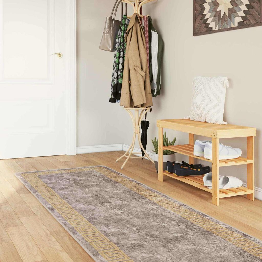 Teppichläufer MARSA Grau 80 x 450 cm Polyester und PVC - Designerteppiche DE943