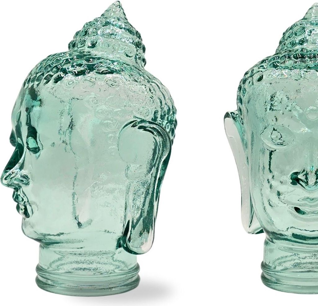 DEKOKOPF BUDDHA | Glas, Dekoration für Garten und Wohnung | Farbe: T01 klar