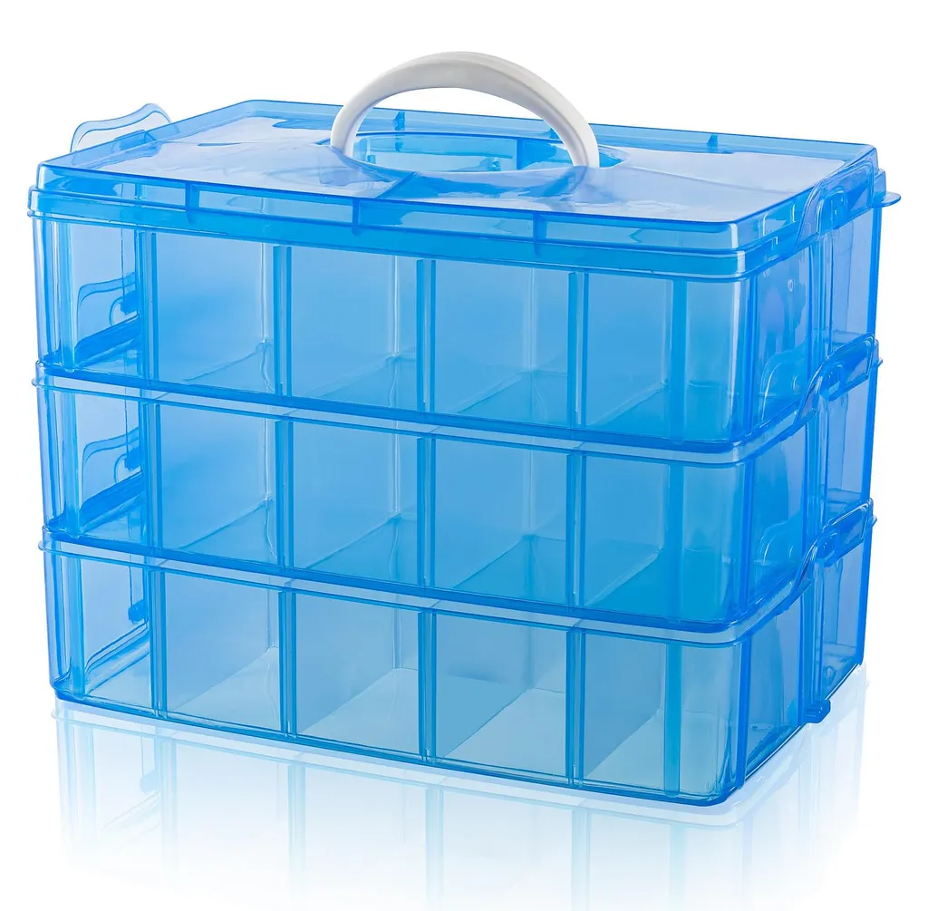 Boîte de rangement avec couvercle et 30 compartiments pour petites pièces