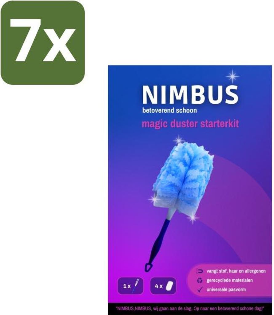 NIMBUS Magic Duster Starter-Set: Griff + 4 Nachfüllpackungen (1 Set) - Vorteilspack - 7 Stücke