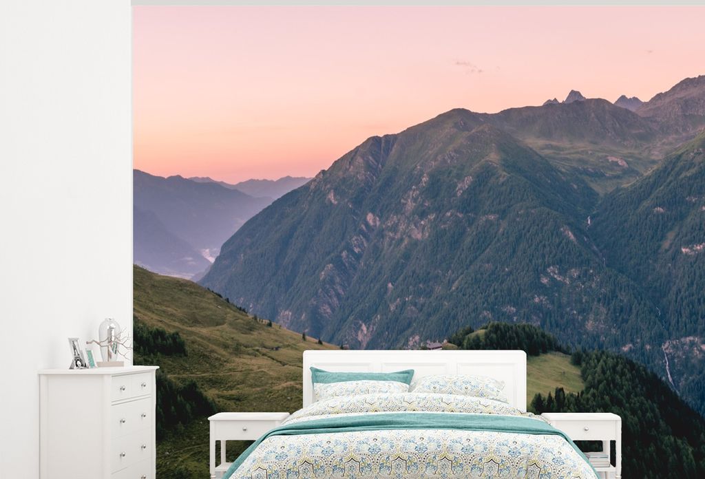 MuchoWow Fototapete für Wohnzimmer oder Schlafzimmer Wandtapete Vinyl Motivtapete Österreich - Berge - Landschaft - 300x240 cm - Fototapeten