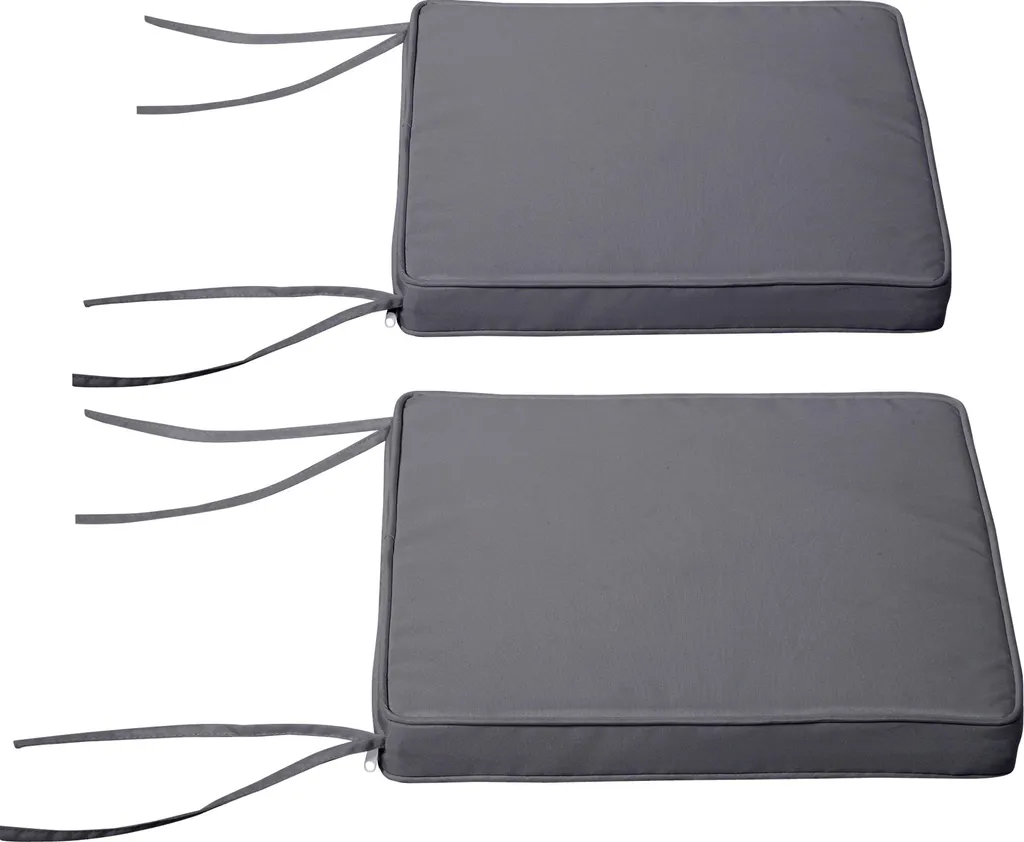 Lot de 2 coussins de chaise de jardin gris foncé déhoussables 45x45 cm