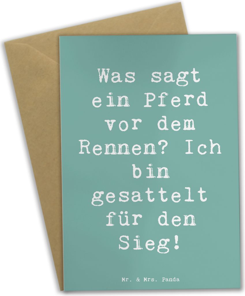 Mr. & Mrs. Panda Grußkarte Spruch Pferderennen Erfolg - Meeresbrise - Geschenk, Einzigartig, Humor, Pferdesport, Sportler, osterkarte, weihnachtsk...