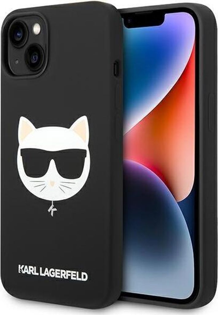 Karl Lagerfeld KLHMP14MSLCHBK iPhone 14 Plus 6.7 Hardcase schwarz / schwarzes Silikon Choupette Head Magsafe Handyhülle