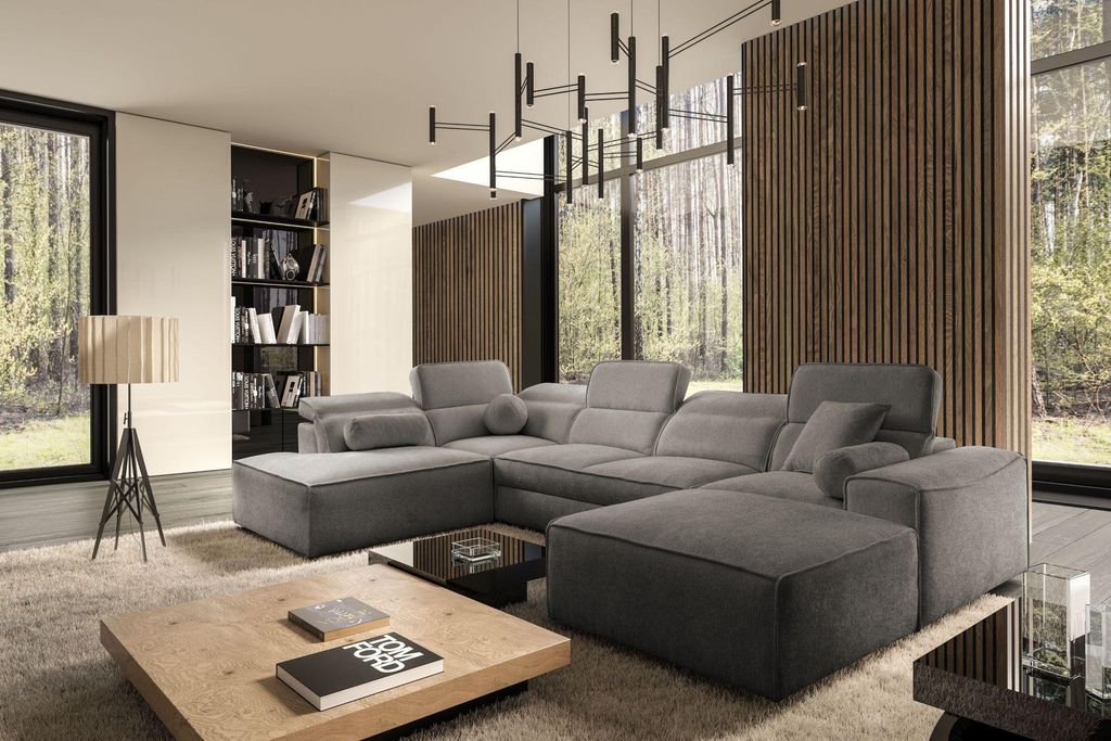 Großes Sofa VITO VI Premium Ecksofa mit Schlaffunktion Links/Rechts Grau