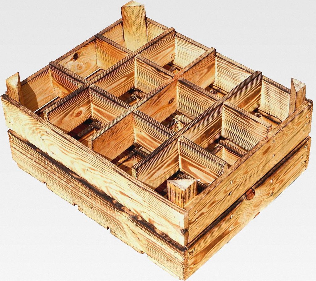 Flaschenregal 12er weiß/Natur/geflammt lackiert Maße 50x40x23cm Regalkiste Flaschenablage Weinregal Apfelkiste/Weinkiste (geflammt)