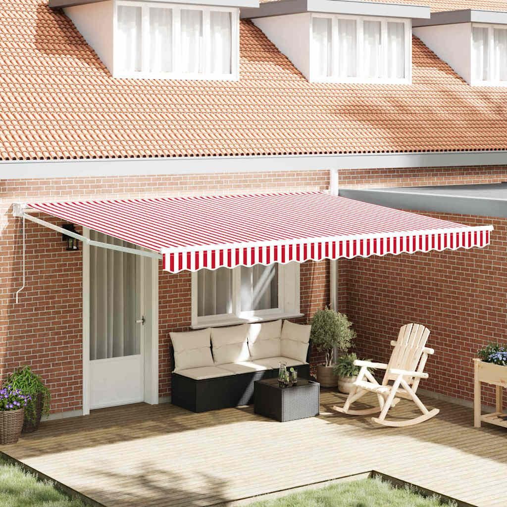 Best Möbel Einziehbare Markise Rot und Weiß 450 ×300 cm Stoff - Markisen A3330922