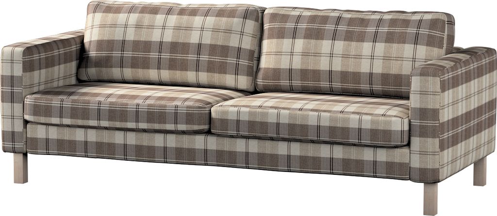 Dekoria Bezug für Karlstad 3-Sitzer Sofa nicht ausklappbar, kurz, braun-beige, Bezug für Karlstad