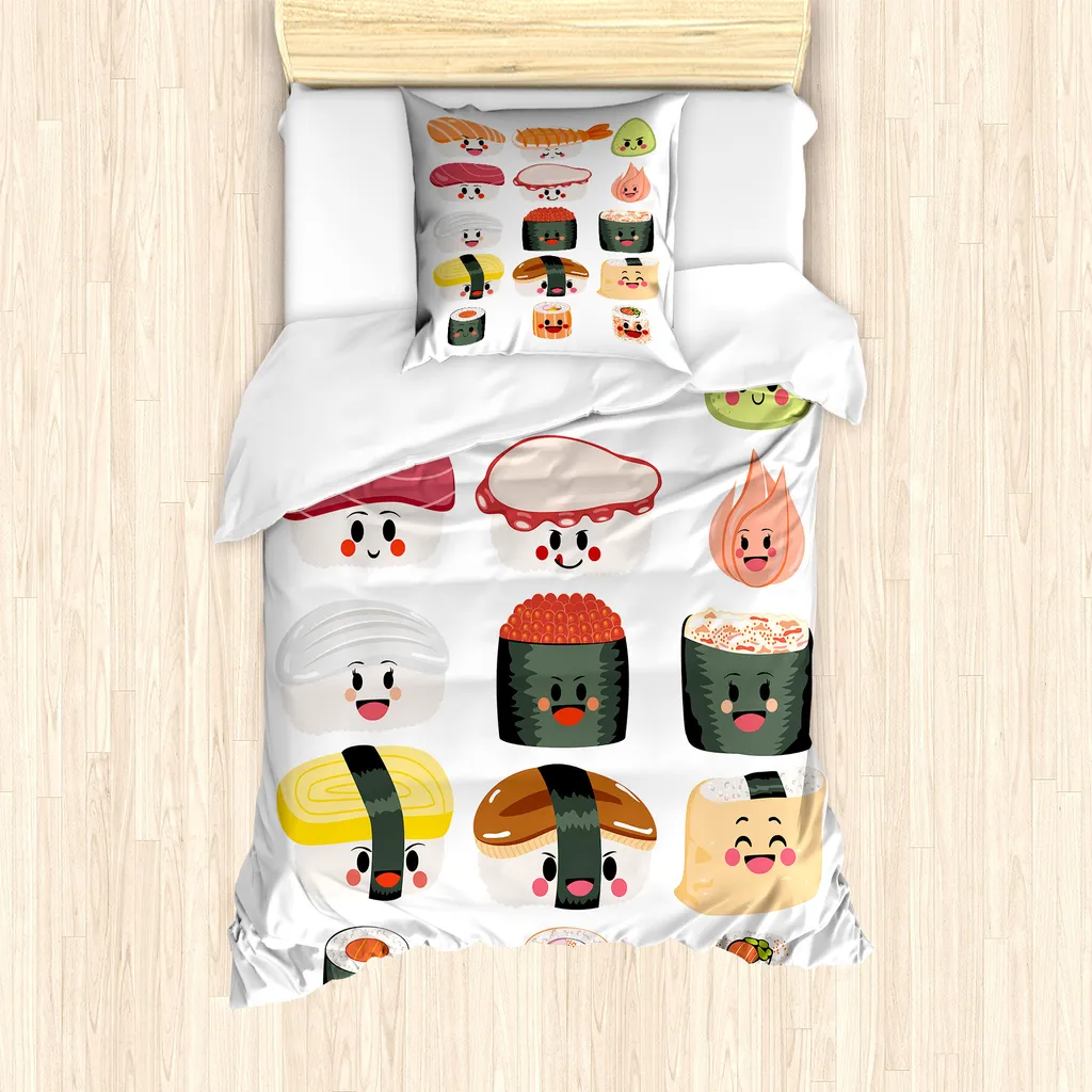 Copripiumino Sushi Singolo ABAKUHAUS 135x200cm - Anallergico Multicolor