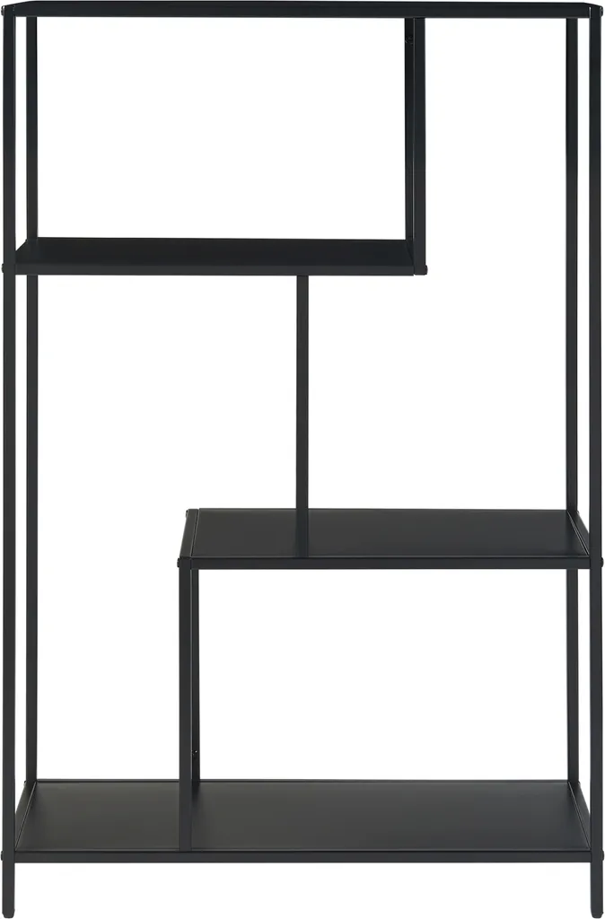 Bibliothèque industrielle noir mat 4 niveaux en acier résistant 115 cm - 4