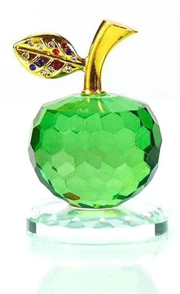 Objet de décoration pomme en verre vert cristal K9 design moderne
