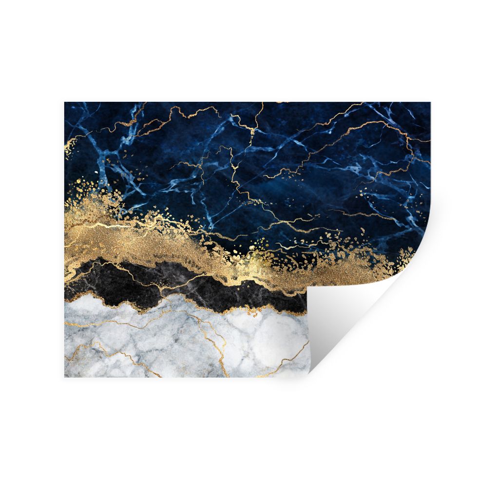 MuchoWow Wandtattoo Wandsticker Wandaufkleber Marmor - Weiß - Gold - Luxus 40x30 cm Selbstklebend und Repositionierbar - Faltenfrei