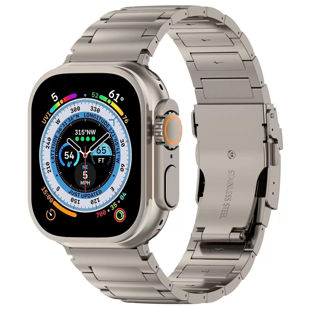 FFO2World Titan-Uhrenarmband – Leichtes Metallarmband mit sicherem Verschluss – Für Apple Watch 49/46/45/44/42 mm (Ultra 1–3, Serie 1–11, ...