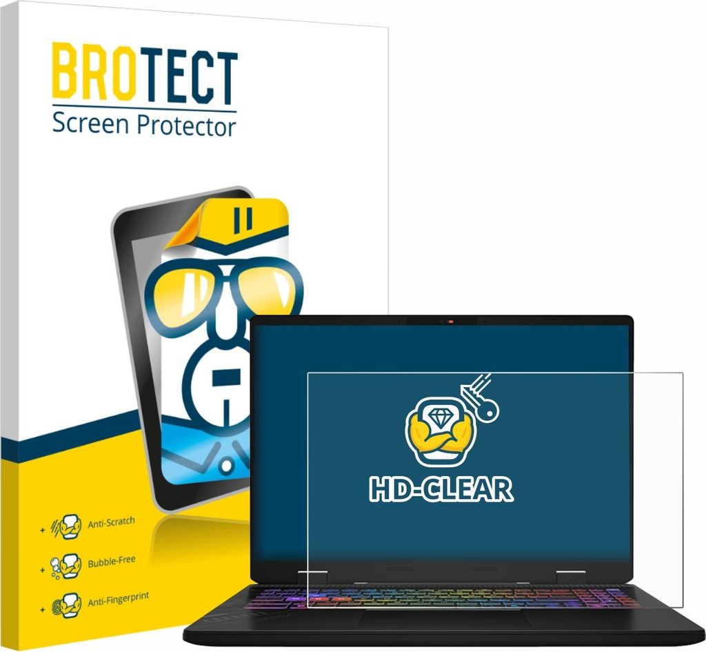 Für MSI Vector 16 HX AI Schutzfolie BROTECT Displayschutz Display Schutz Folie Klar Transparent