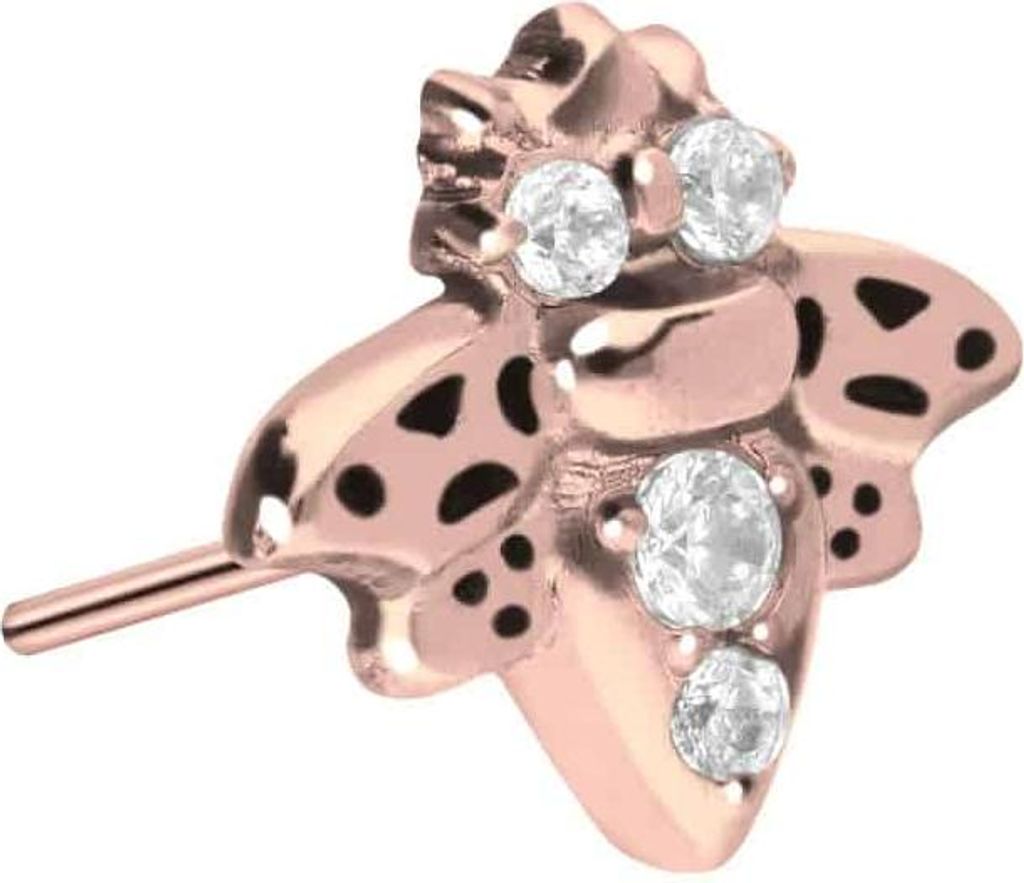 Piercing-Zubehör Titan Aufsatz mit Push Pin BIENE + KRISTALLE