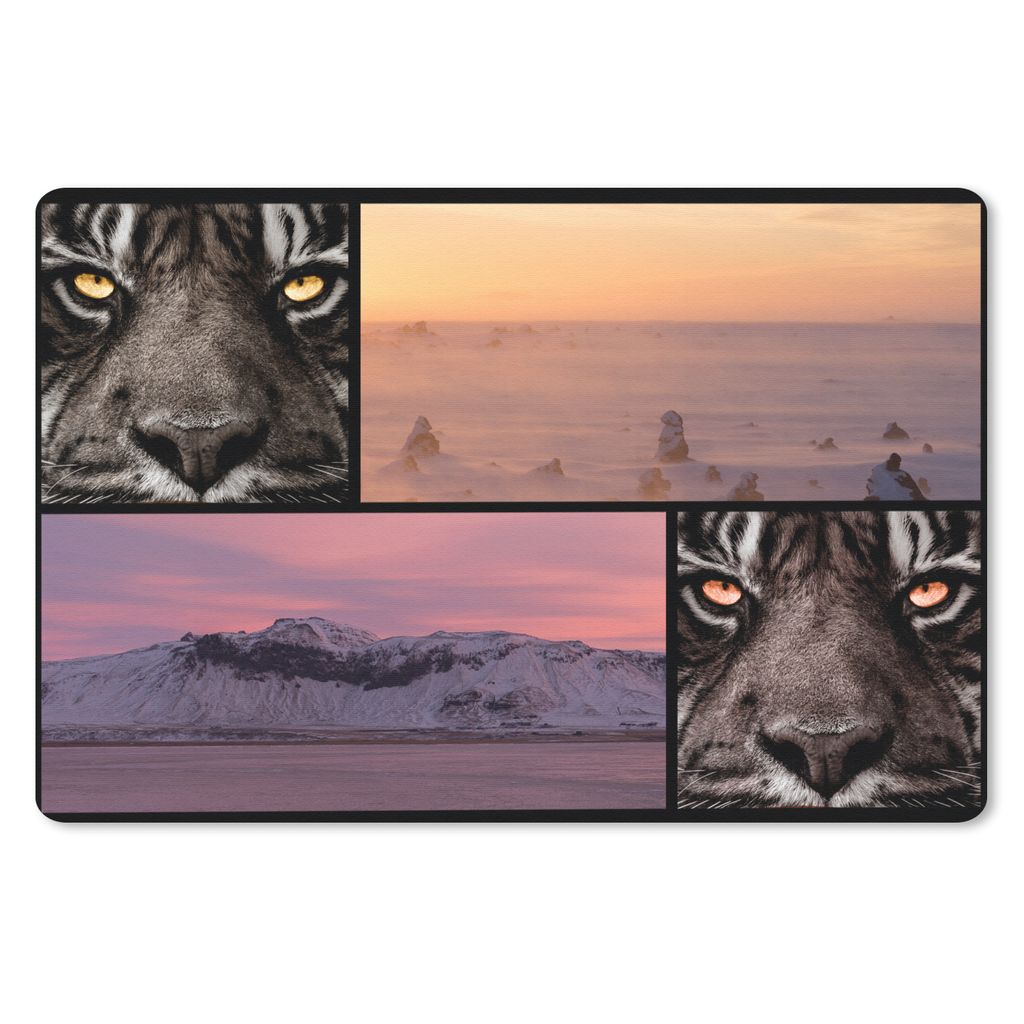 MuchoWow Mauspad Mousepad Tiger - Collage - Natur - Sonnenuntergang 27x18 cm - Mousepads - Maus Mat - Pad - Mausunterlage - Büroartikel - Desk M...