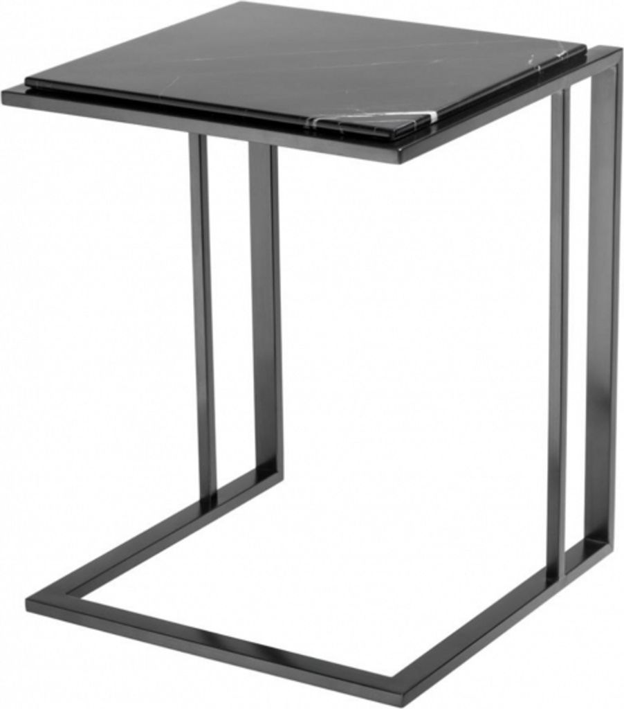 Casa Padrino Luxus Art Deco Designer Beistelltisch Bronze mit schwarzer Marmorplatte - Designer Beistelltisch Möbel