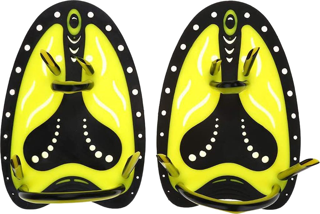 1 Paar Schwimmhandpaddel mit verstellbaren Silikon-Gurtlöchern, professionelles Freestyle-Trainingshilfe-Flossen für Kinder und Erwachsene, Anfä...