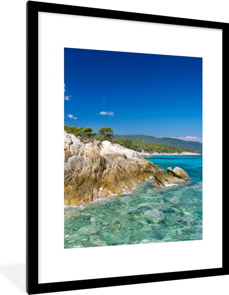 MuchoWow Gerahmtes Poster Meer - Klippe - Sommer - Tropisch 60x80 cm - Poster mit Schwarzem Bilderrahmen Wandposter Rahmen Foto Bilder - Wohnzimm...