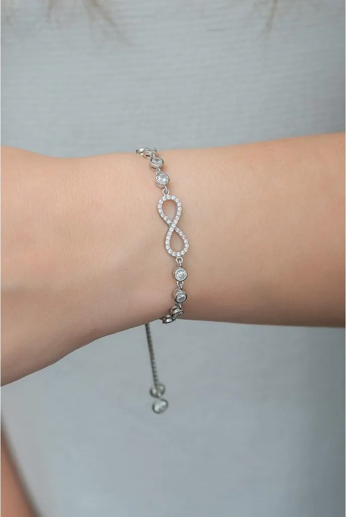 Bijou Cadeau Femme : Bracelet Argent 925 Infini avec Zirconiums Fins