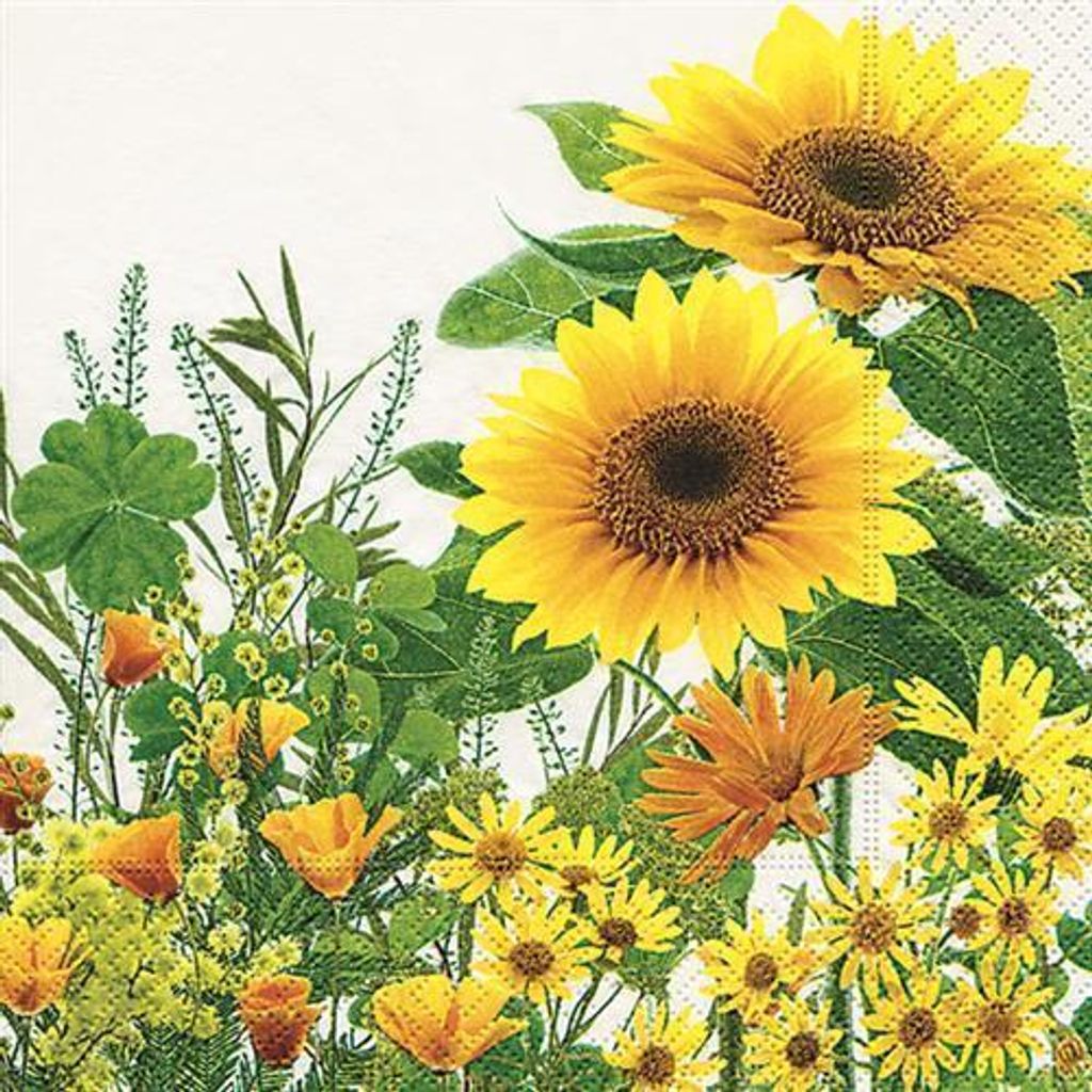 20 Servietten Yellow Meadow - Gelbe Blumenwiese 33x33cm