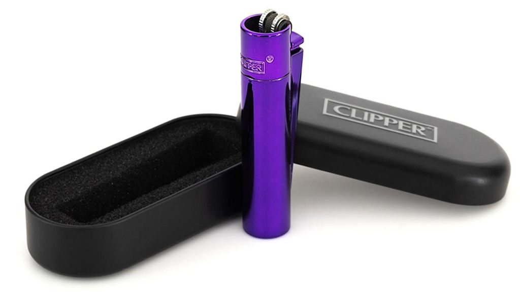 Clipper Metall Feuerzeug, Lila, nachfüllbar, Feuerstein Produktbild 