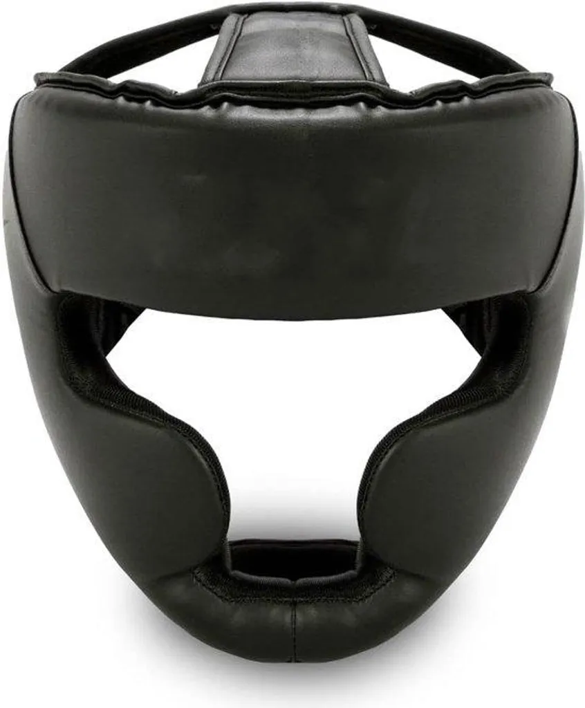 Casque de boxe avec jugulaire réglable et similicuir aéré noir/blanc M