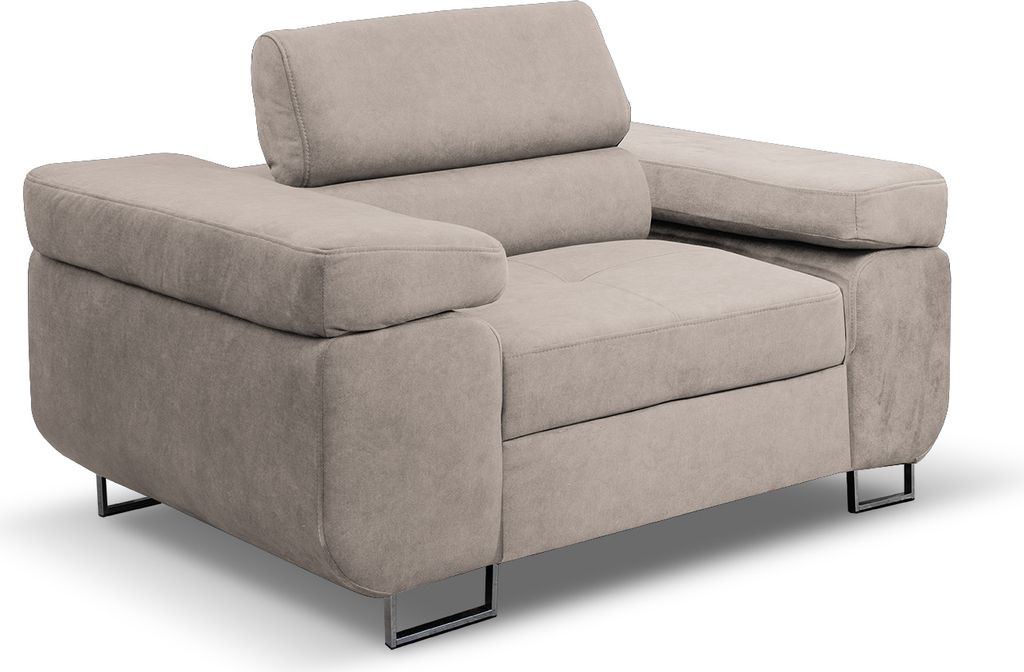 Sessel Marlene mit verstellbaren Kopfstützen 135 cm Lieferung bis in die Wohnung Wohnzimmer bequemer Sessel Wohnung Relaxsessel (Farbe: beige Vena...