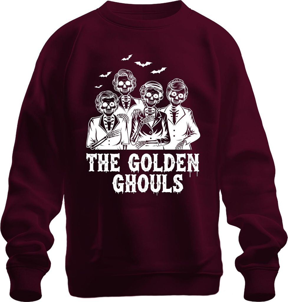 The Golden Ghouls Halloween Skelett Omas Parodie Gruselig Horror Uni Sweatshirt Pullover, Burgundy, 3XL