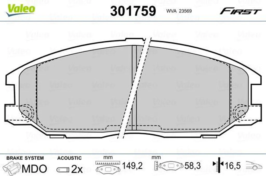 Plaquettes de Frein à Disque Haute Performance Valeo 301759 pour Santa Fe