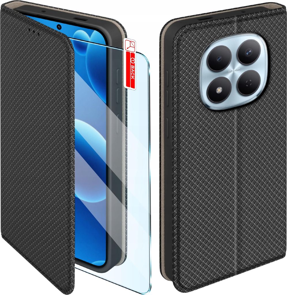 Klapphülle für Xiaomi Redmi Note 15 Pro 5G, verschließbar, schwarz, inklusive Displayschutzglas