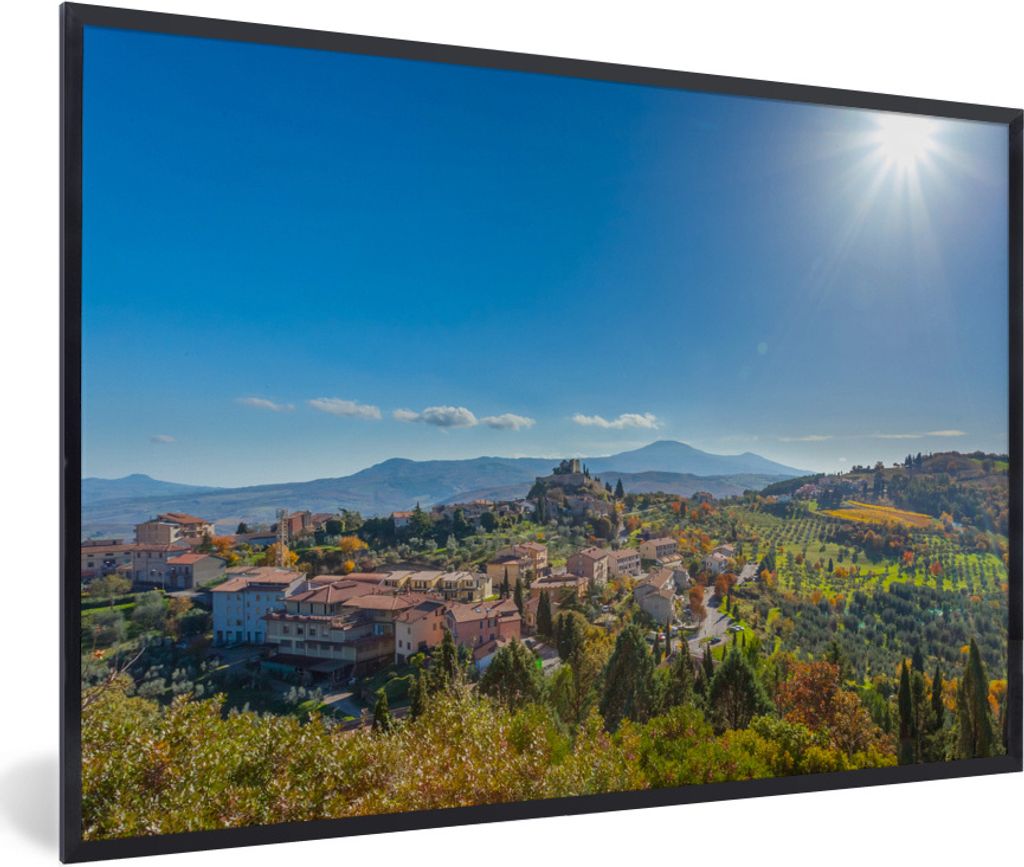 MuchoWow Gerahmtes Poster Toskana - Italien - Sonne 30x20 cm - Poster mit Schwarzem Bilderrahmen Wandposter Rahmen Foto Bilder - Kunstdruck - Bil...