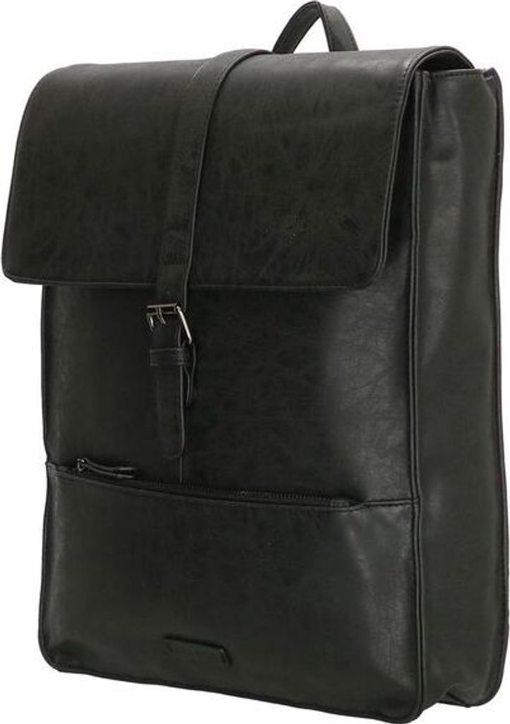 Damen Herren Überschlag Rucksack Plane Tasche Fahrradrucksack Kurier leder Optik Rollup Bag Schwarz
