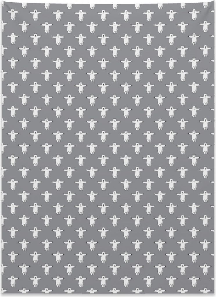 Abakuhaus Eisbär Wandteppich, Lustige Tiere Umarmung aus Weiches Mikrofaser Stoff Kein Verblassen Klare Farben Waschbar, 110 x 150 cm, Weiß Schwa...