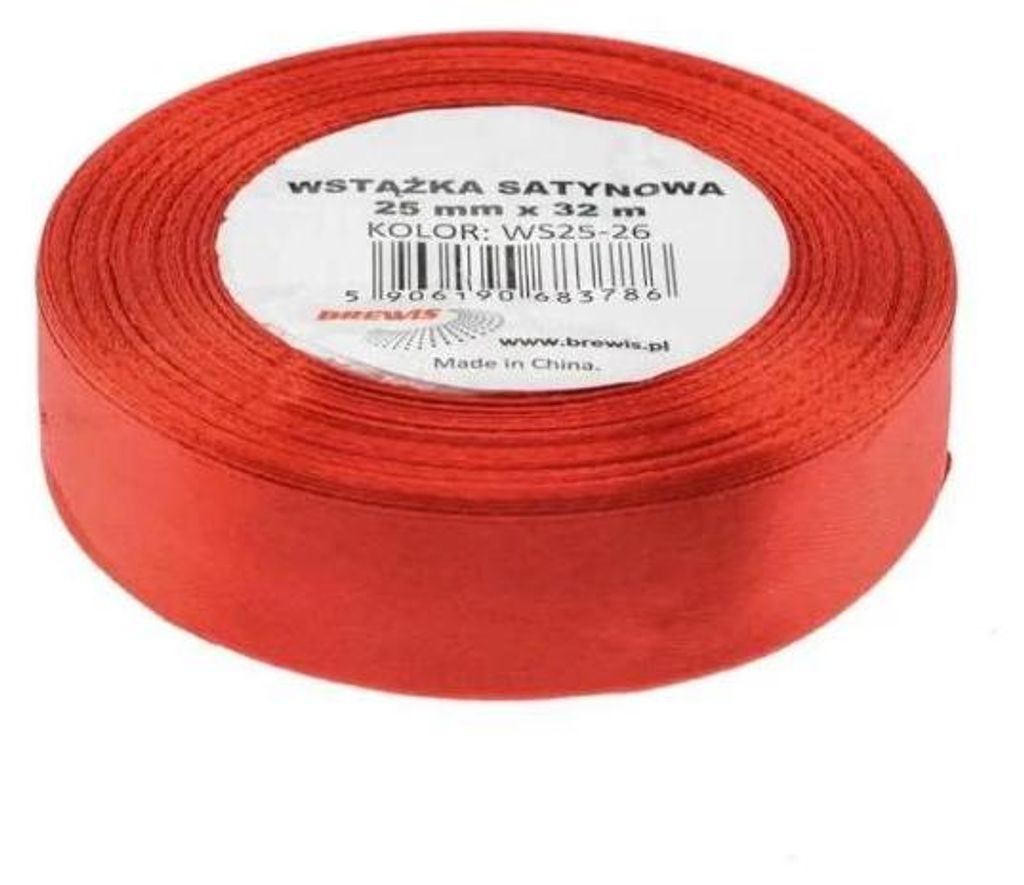 Wstążka satynowa czerwona 25mmx32m