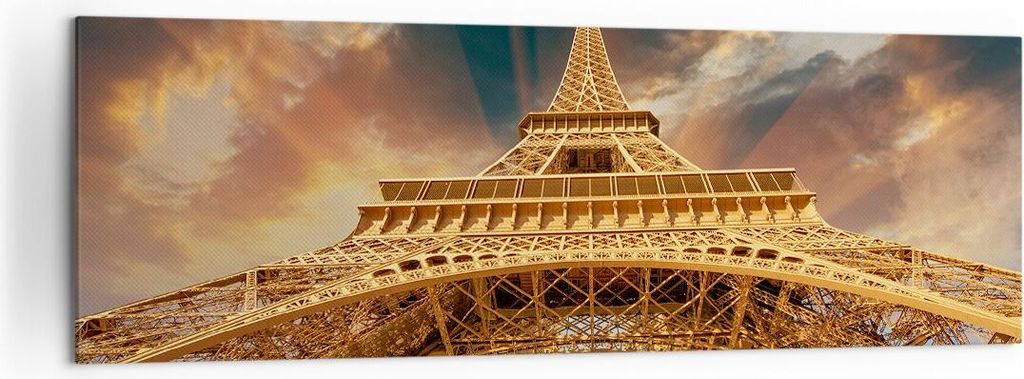 Bild auf Leinwand - Leinwandbild - Eiffle Architektur Paris - 160x50cm - Wand Bild - Wanddeko - Leinwanddruck - Bilder - Kunstdruck - Wanddekoratio...