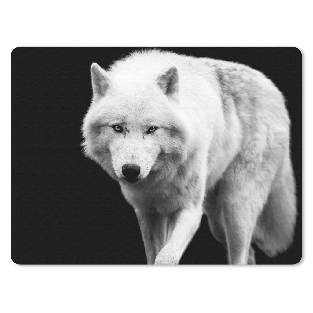 MuchoWow Mauspad Mousepad Wolf - Tier - Schwarz - Weiß 40x30 cm - Mousepads - Maus Mat - Pad - Mausunterlage - Anti Rutsch