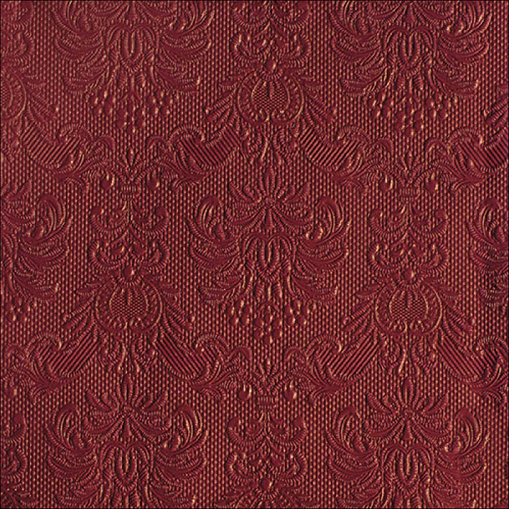 15 geprägte Servietten Elegance bordeaux 33x33cm Produktbild 