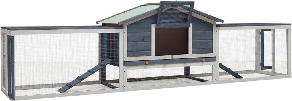 vidaXL Králíkárna Grey 310x70x87 cm Borovice a jedle, masiv Obrázek produktu 